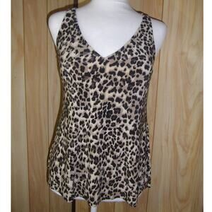 NWT Aqua Green Swimwear Leopard Built in Bra Racerback Tankini Top S
